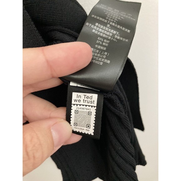 NEW Ted Baker Nardaa Longline Cardigan Dress Ribbed MEDIUM Black Viscose - Picture 13 of 16